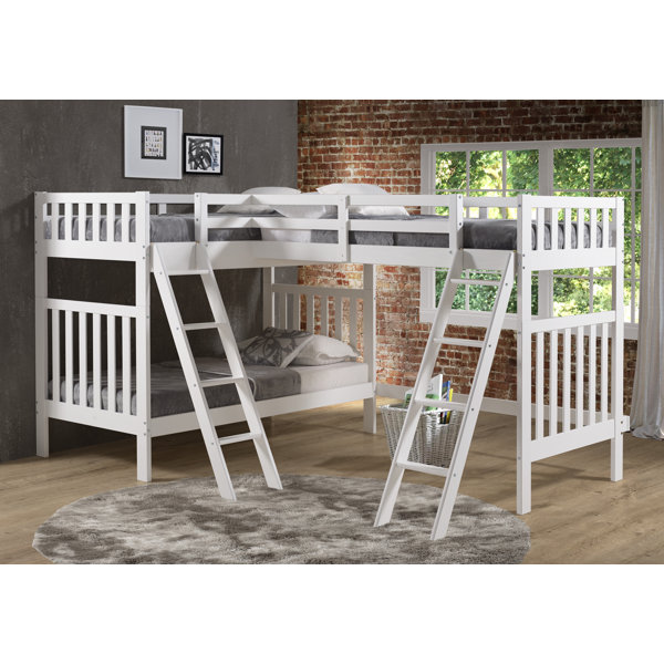 Harriet Bee Reasor Twin Solid Wood LShaped Bunk Beds by Harriet Bee